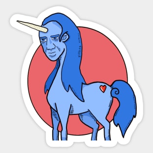 Nic Cage unicorn in blue Sticker